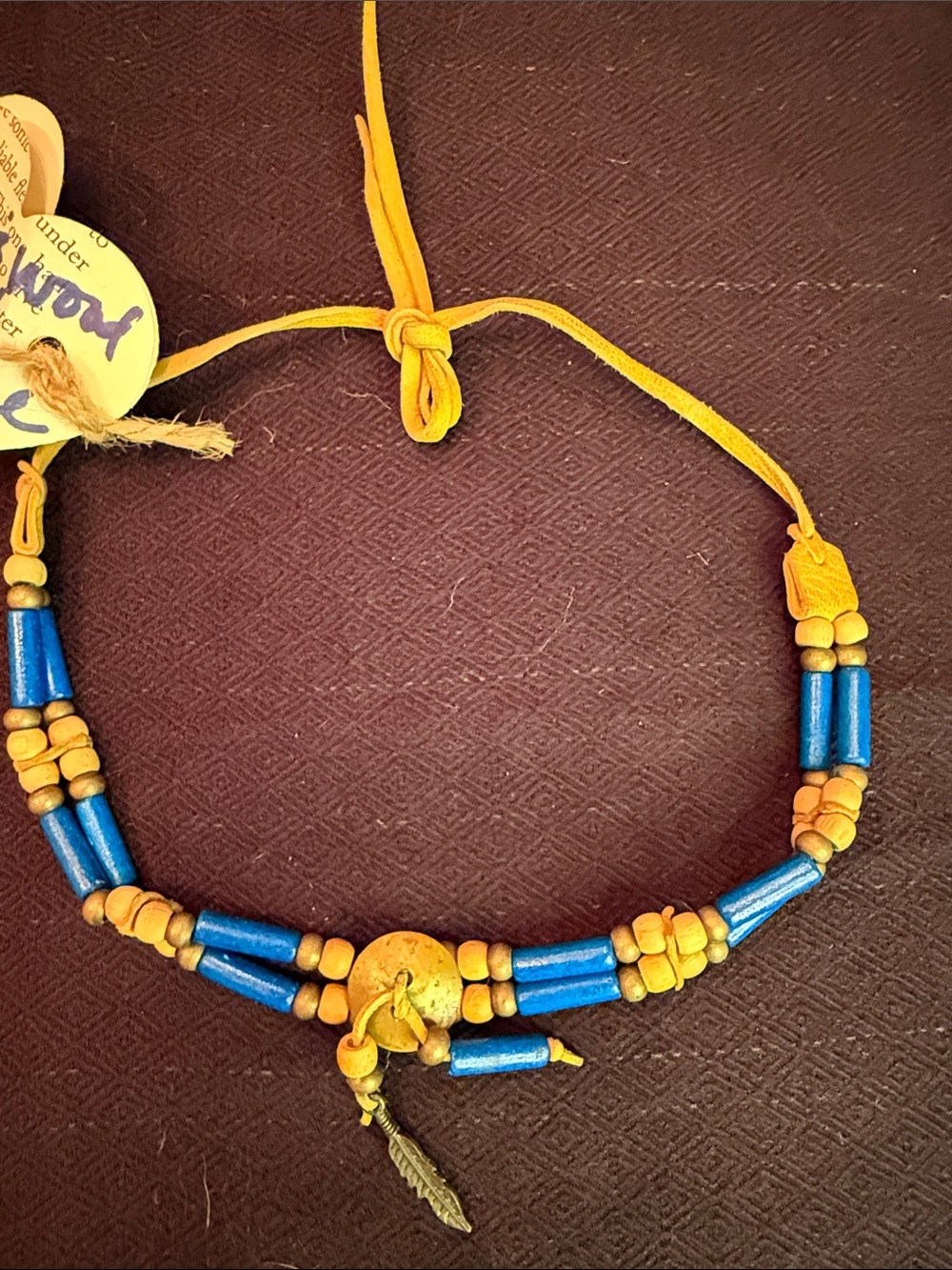 Handmade Blue and Tan Beaded Women’s Necklace